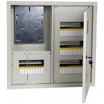 Распределительный шкаф ЩУРв 42 мод., IP31, встраиваемый, сталь, белая дверь, с клеммами код. MKM33-V-42-31-Z IEK