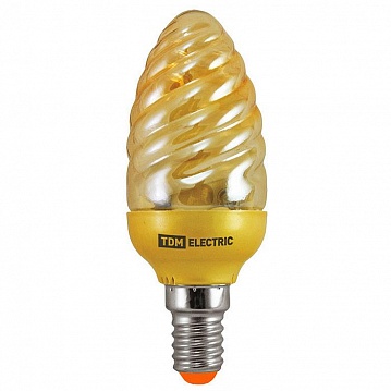 Лампа энергосберегающая КЛЛ-СGT-11 Вт-2700 К–Е14 (золотая витая свеча) (mini) SQ0323-0142 TDM