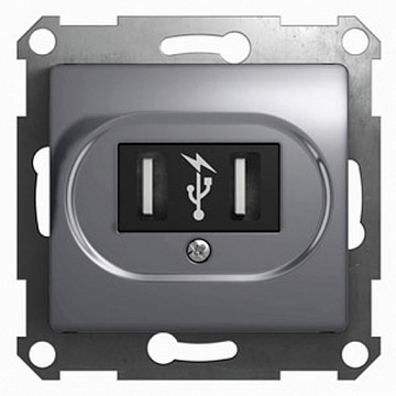 Розетка 2xUSB GLOSSA, алюминий GSL000332 Schneider Electric