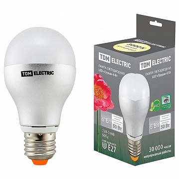 Лампа светодиодная Груша - 6 Вт - 220 В - 3000 К – E27 SQ0340-0066 TDM