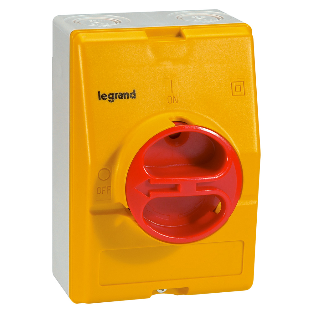 Пустая коробка IP 65 - жёлто-красная - 3П или 4П с Н.О. и Н.З. контактами или без них - 25 и 32 А 022242 Legrand