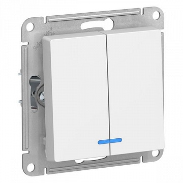 Выключатель 2-клавишный ATLASDESIGN, с подсветкой, скрытый монтаж, белый ATN000153 Schneider Electric