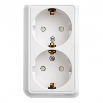 Розетка двухместная ПРИМА, открытый монтаж, со шторками, белый RA16-214I-B Schneider Electric