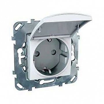 Розетка UNICA, скрытый монтаж, с заземлением, с крышкой, со шторками, белый MGU5.037.18TAZD Schneider Electric