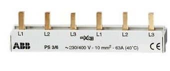 Шина 3ф. к. 6мод.63А PS3/6 2CDL231001R1006 ABB
