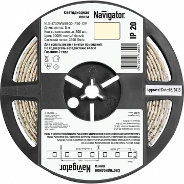 СД Лента светодиодная 71 699 NLS-5730WW60-30-IP20-12V R5 71699 Navigator