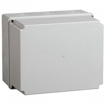 коробка КМ41344 распаячная для о/п 240х195х165 мм² IP55 (RAL7035, монт. плата, кабельные вводы 5 шт) код. UKO10-240-195-165-K52-55 IEK