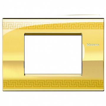 Рамка 3 модуля LIVING LIGHT, золотой с орнаментом LNC4803GK Bticino