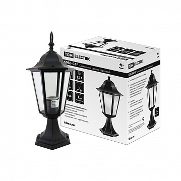 Светильник 6060-04Р садово-парковый шестигранник, 60 Вт, стойка, Черный в разборе, Ч/Б SQ0330-3003 TDM