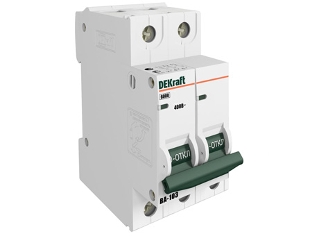 Модульный автоматический выключатель ВА-101 2 полюса, 6А, х-ка D 11112DEK DEKraft