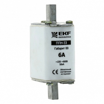 Плавкая вставка ППН-33 160/6А габарит 00 fus-33/160/6 EKF