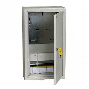 Распределительный шкаф ЩУРн, 12 мод., IP54, навесной, сталь, серая дверь, с клеммами код. MKM32-N-12-54-Z IEK