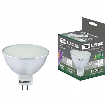 Лампа светодиодная MR16-7 Вт-220 В -4000 К–GU 5,3 SMD (с матовым стеклом) SQ0340-0063 TDM
