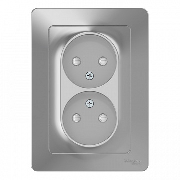 Розетка двухместная BLANCA, скрытый монтаж, со шторками, алюминий BLNRS000123 Schneider Electric