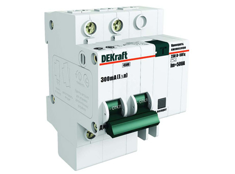 Дифференциальный автоматический выключатель ДИФ101 2 полюса, 40А, Тип AC, х-ка C, 300мА 15040DEK DEKraft