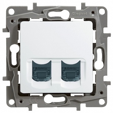 Розетка компьютерная 2xRJ45 Cat.5 ETIKA, белый 672255 Legrand