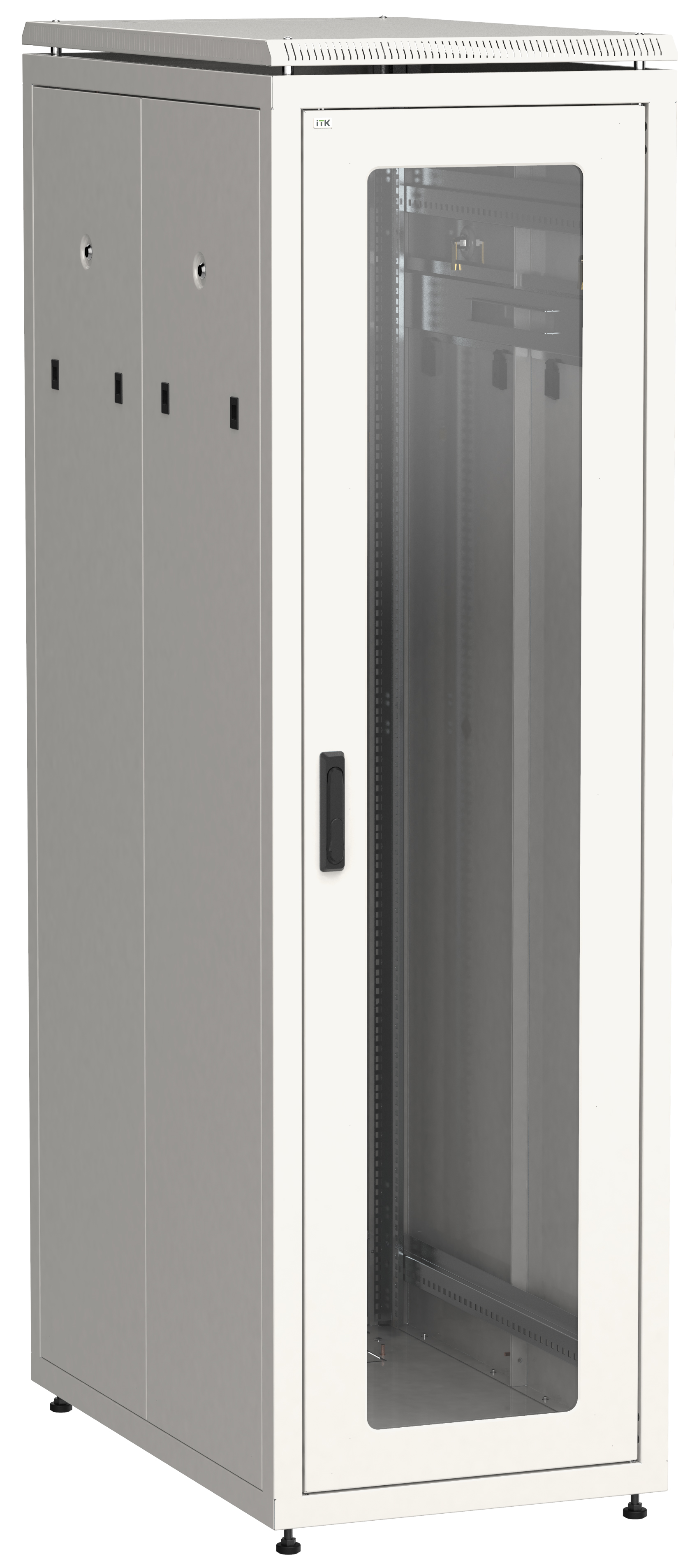 ITK LINEA N Шкаф напольный сетевой 19" 42U 800х1000мм стеклянная передняя дверь задняя металлическая серый LN35-42U81-GM IEK