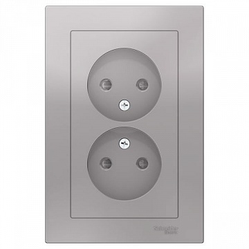 Розетка двухместная ATLASDESIGN, скрытый монтаж, со шторками, алюминий ATN000322 Schneider Electric
