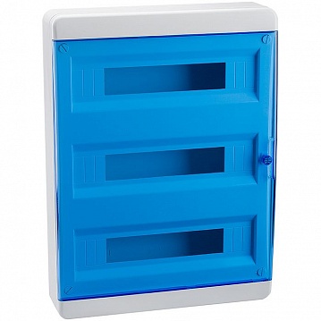 Распределительный шкаф OptiBox P, 54 мод., IP41, навесной, пластик, прозрачная синяя дверь 117938 КЭАЗ