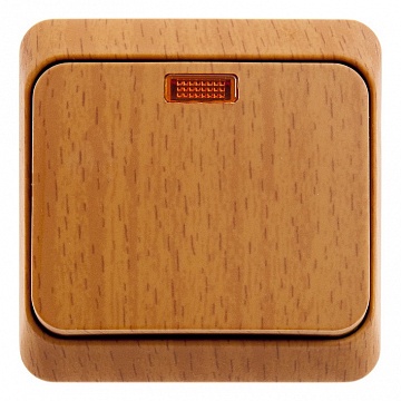 Выключатель 1-клавишный ЭТЮД, с подсветкой, открытый монтаж, бук BA10-005T Schneider Electric