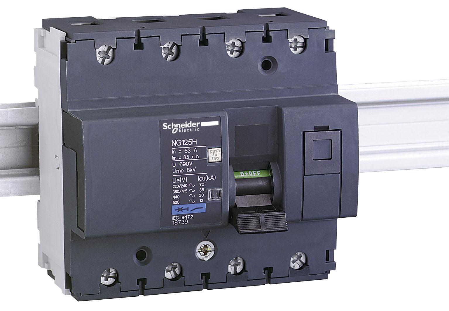 Выключатель автоматический четырехполюсный NG125H 10А C 36кА 18732 Schneider Electric