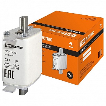 Плавкая вставка предохранителя ППНН-33, габарит 00, 63А SQ0713-0006 TDM