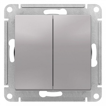 Переключатель 2-клавишный ATLASDESIGN, скрытый монтаж, алюминий ATN000365 Schneider Electric