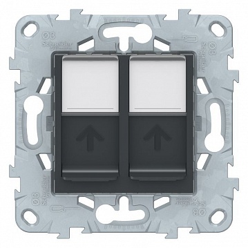 Розетка компьютерная 2xRJ45 Cat.5 UNICA NEW, антрацит NU542054 Schneider Electric