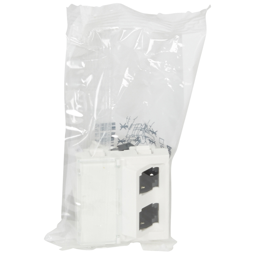 Розетка RJ 45 двойная - Программа Mosaic - категория 6 - FTP 45° - 2 модуля - белый 076506 Legrand