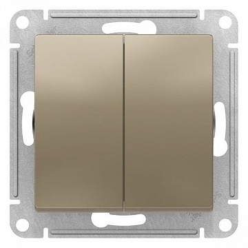 Выключатель 2-клавишный ATLASDESIGN, скрытый монтаж, шампань ATN000551 Schneider Electric