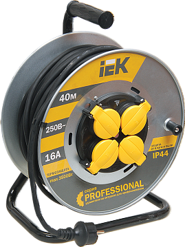 Силовой удлинитель на катушке УК40 с термозащитой, 4-местный, 40м, с крышками, WKP16-16-04-40-44 WKP16-16-04-40-44 IEK