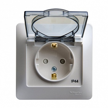 Розетка GLOSSA, скрытый монтаж, с заземлением, с крышкой, со шторками, перламутр GSL000648 Schneider Electric