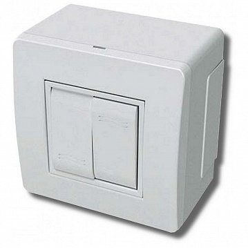 Коробка в сборе с 2-клавишным выключателем, белая (упак. 14шт) 10001 DKC