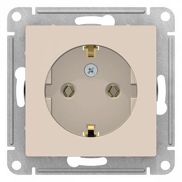 Розетка ATLASDESIGN, скрытый монтаж, с заземлением, бежевый ATN000243 Schneider Electric