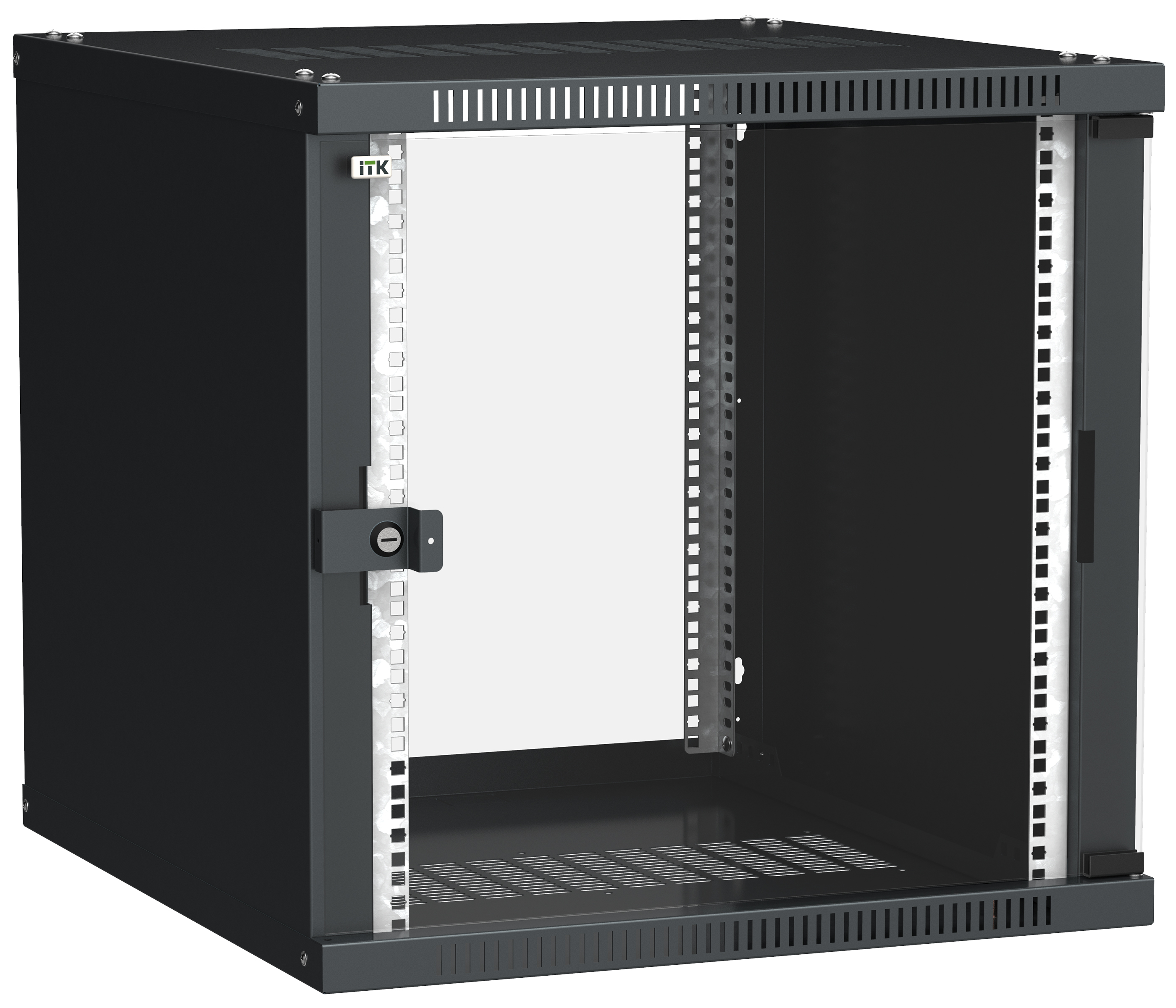 ITK Шкаф настенный LINEA WE 9U 550х350мм дверь стекло черный LWE5-09U53-GF IEK