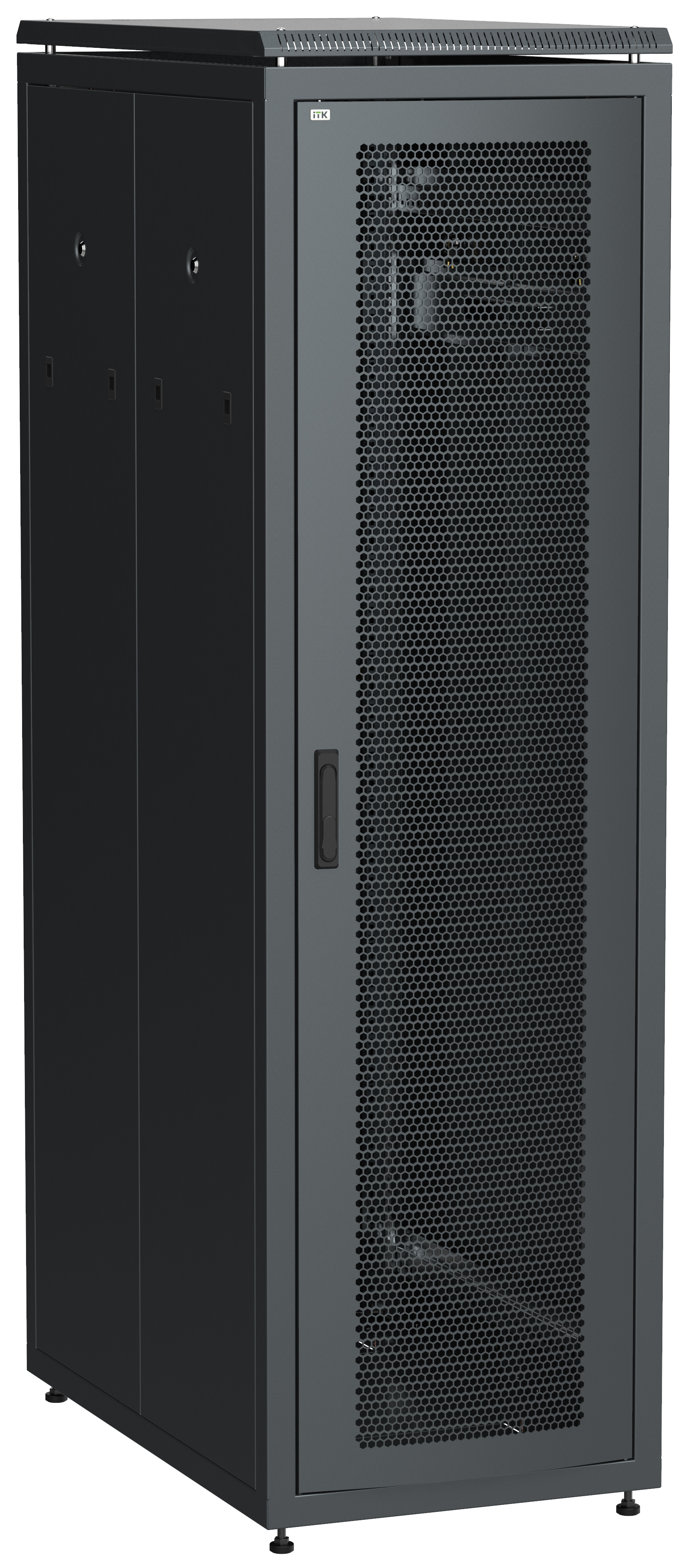 ITK LINEA N Шкаф напольный сетевой 19" 33U 800х1000мм перфорированная передняя дверь задняя перфорированная черный LN05-33U81-PP IEK