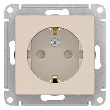 Розетка ATLASDESIGN, скрытый монтаж, с заземлением, со шторками, бежевый ATN000245 Schneider Electric