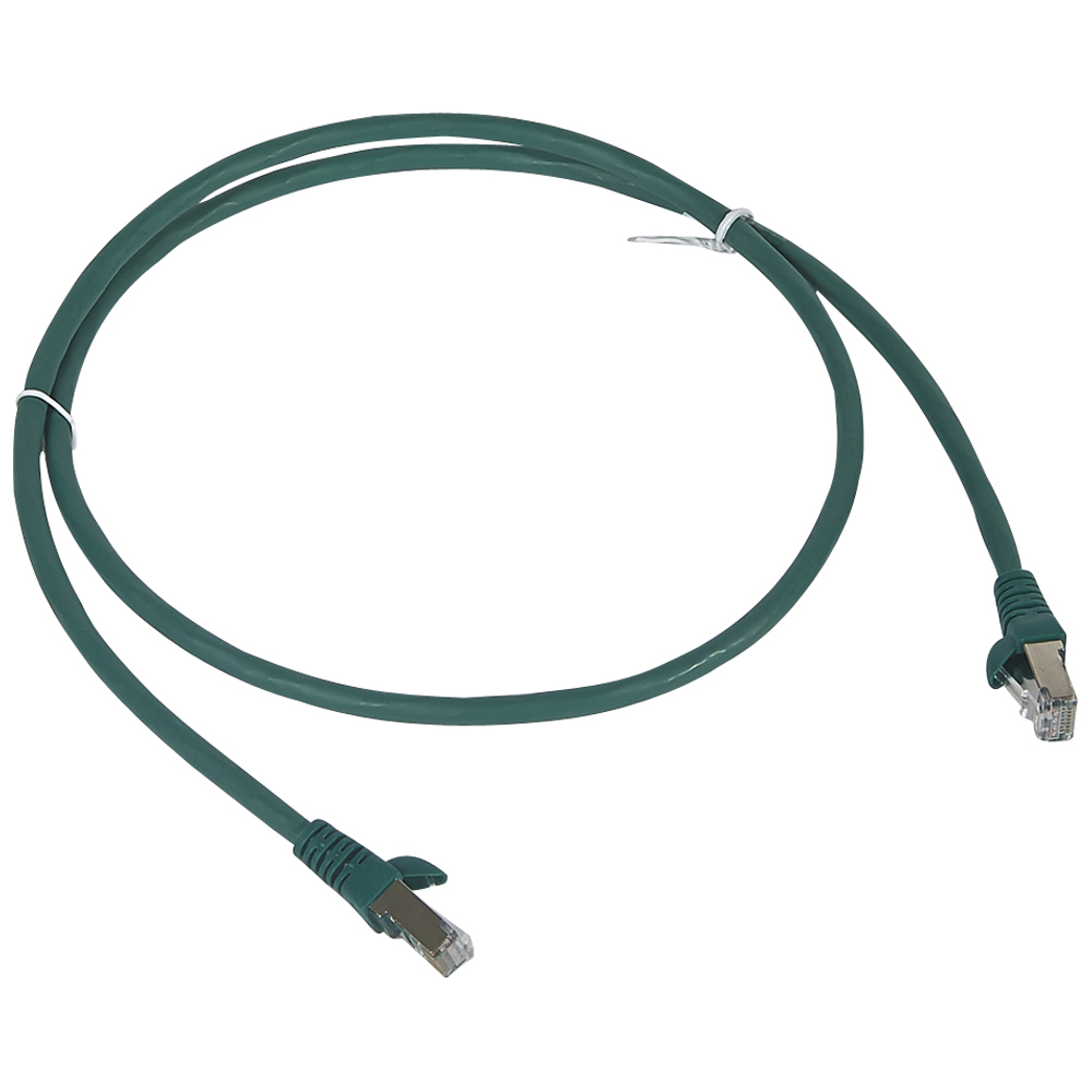 Шнур коммутационный RJ 45 - категория 6 - F/UTP - LSZH - экранированный - 1 м - зеленый 051850 Legrand
