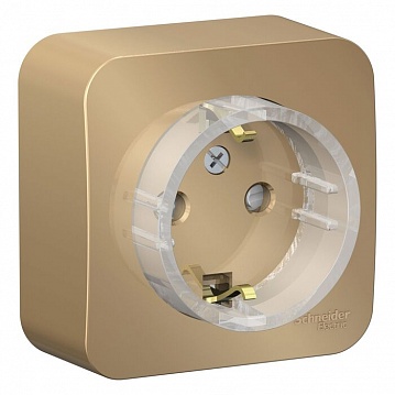 Розетка BLANCA, открытый монтаж, с заземлением, со шторками, титан BLNRA111114 Schneider Electric