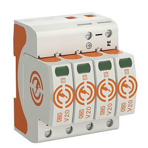 Устройства защиты от импульсных перенапряжений УЗИП для силовых сетей 4 пол. (Класс II), 550 В (V20-4-550) 5095214 OBO Bettermann