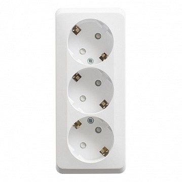 Розетка трехместная ETUDE, открытый монтаж, с заземлением, со шторками, белый PA16-012B Schneider Electric