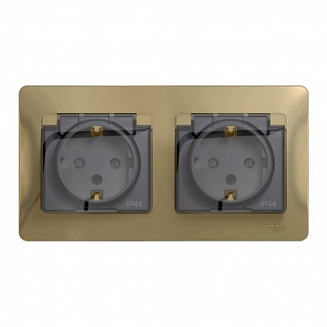 Розетка двухместная GLOSSA, скрытый монтаж, с заземлением, с крышкой, со шторками GSL000447 Schneider Electric