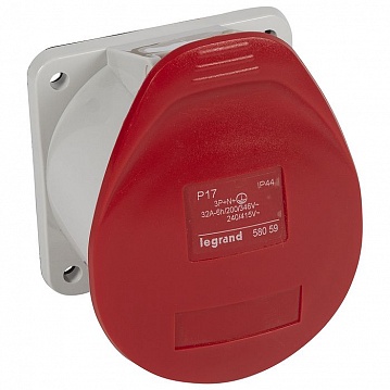 Встраиваемая прямая розетка с уменьшенным фланцем - P17 Tempra Pro - IP 44 - 380/415 В~ - 32 A - 3К+ 058059 Legrand