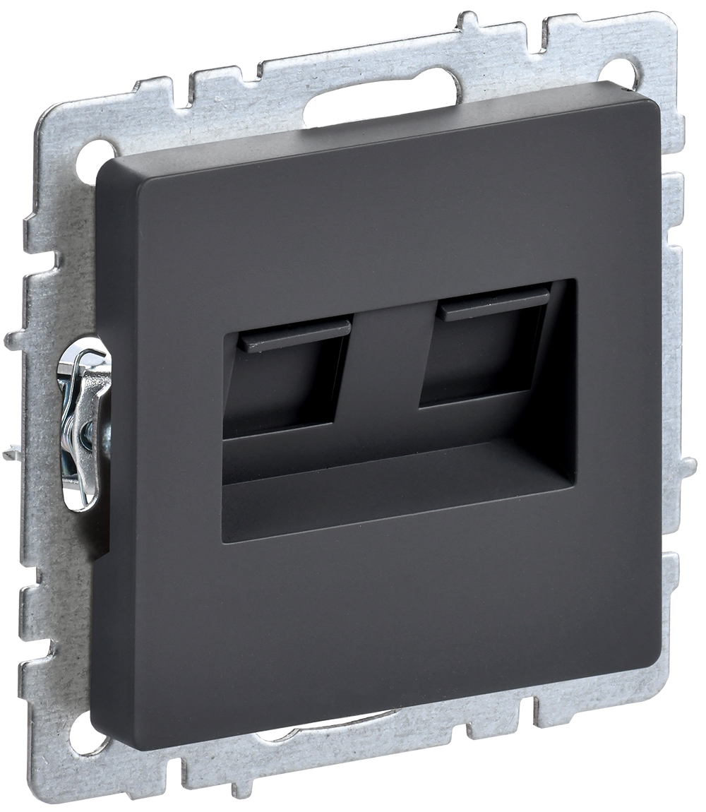 BRITE Розетка двойная RJ11+RJ45 кат.5E РК/Т12-БрГ графит BR-KT20-O-1-K53 IEK