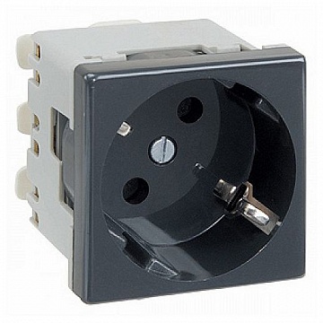Розетка SCONNECT, скрытый монтаж, с заземлением, графит K11-14 Simon