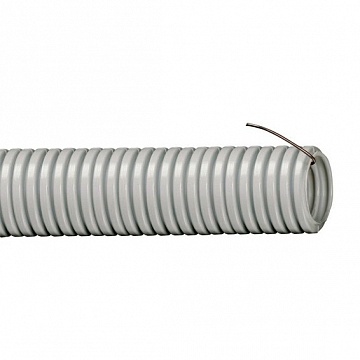Труба ПВХ гибкая гофр. д.32мм, тяжёлая с протяжкой, 25м, цвет серый (упак. 25м) 91532 DKC