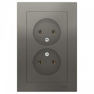 Розетка двухместная ATLASDESIGN, скрытый монтаж, сталь ATN000920 Schneider Electric