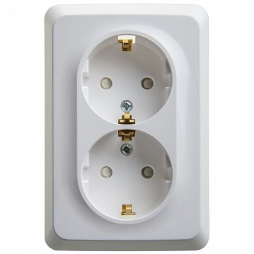 Розетка двухместная ETUDE, скрытый монтаж, с заземлением, со шторками, белый PC16-108B Schneider Electric