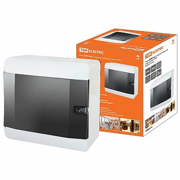 Распределительный шкаф ЩРН-Пм, 6 мод., IP41, навесной, пластик, дымчатая дверь, с клеммами SQ0901-0102 TDM