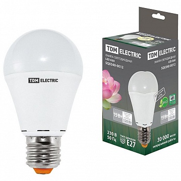 Лампа светодиодная А60 - 15 Вт-220 В -3000 К–E27 SQ0340-0012 TDM